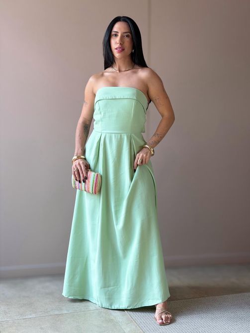 Vestido Midi Josi Sem Alças VERDE CLARO - LOJA TUTTI FRUTTI