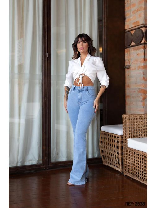 Calça Flare Carmen Jeans 2538 LAVAGEM CLARA - LOJA TUTTI FRUTTI