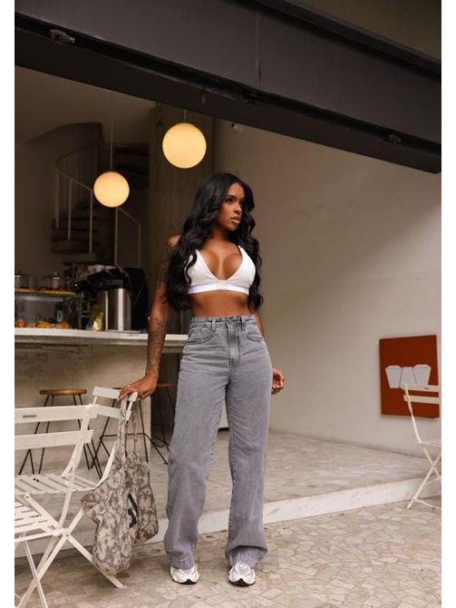 Calça Wide Leg Jeans Carmen 2417 LAVAGEM ESTONADA - LOJA TUTTI FRUTTI