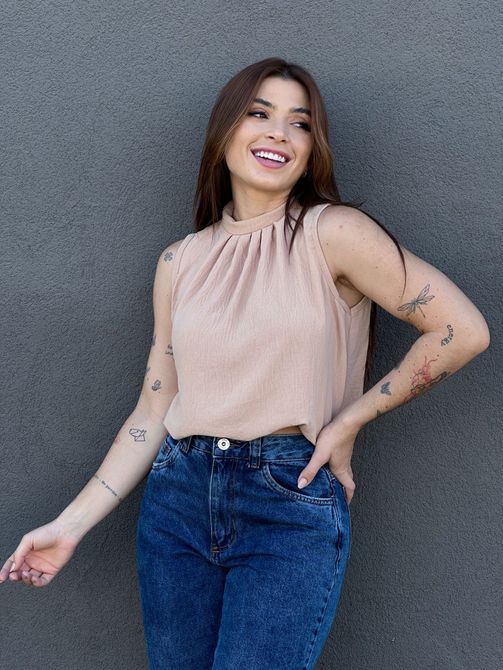 Blusa Geise Cavada BEGE CLARO - LOJA TUTTI FRUTTI