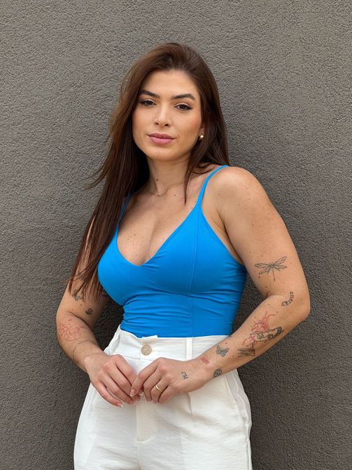 Body Maiô Alças Finas AZUL CELESTE - LOJA TUTTI FRUTTI