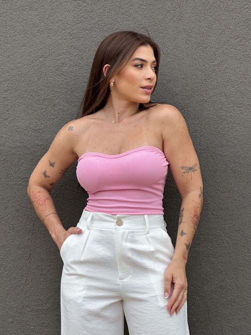 Top Faixa Anarruga ROSA CLARO - LOJA TUTTI FRUTTI