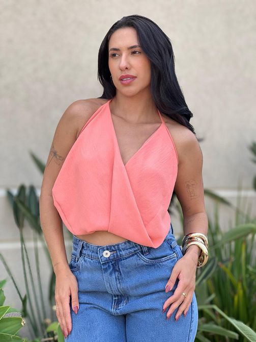 Blusa Multiformas de Amarração SALMÃO - LOJA TUTTI FRUTTI