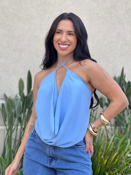 Blusa Multiformas de Amarração AZUL BEBE - LOJA TUTTI FRUTTI