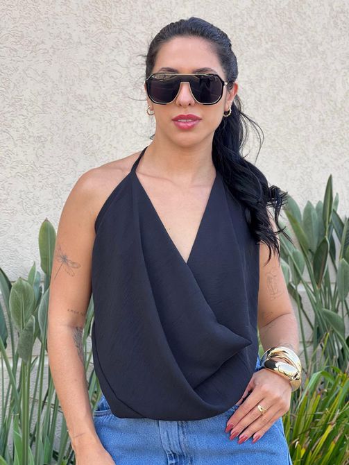 Blusa Multiformas de Amarração PRETO - LOJA TUTTI FRUTTI