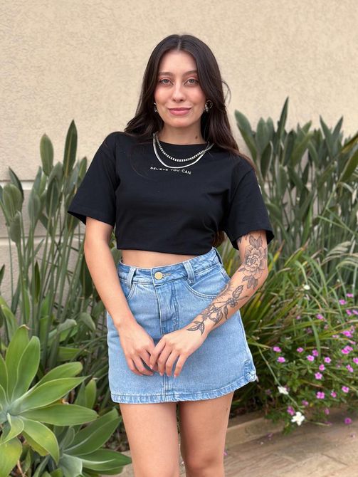 T-shirt Believe You Can PRETO - LOJA TUTTI FRUTTI