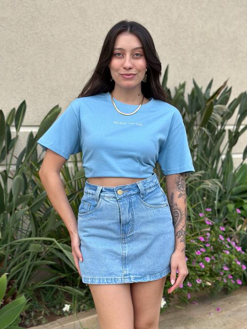 T-shirt Believe You Can AZUL CLARO - LOJA TUTTI FRUTTI