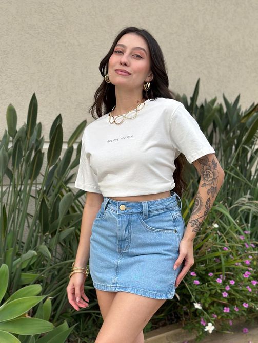 T-shirt Believe You Can OFF WHITE - LOJA TUTTI FRUTTI