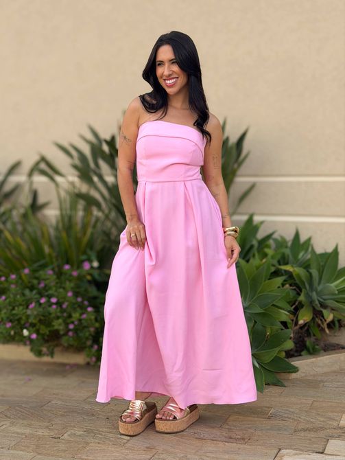 Vestido Midi Josi Sem Alças ROSA CLARO - LOJA TUTTI FRUTTI