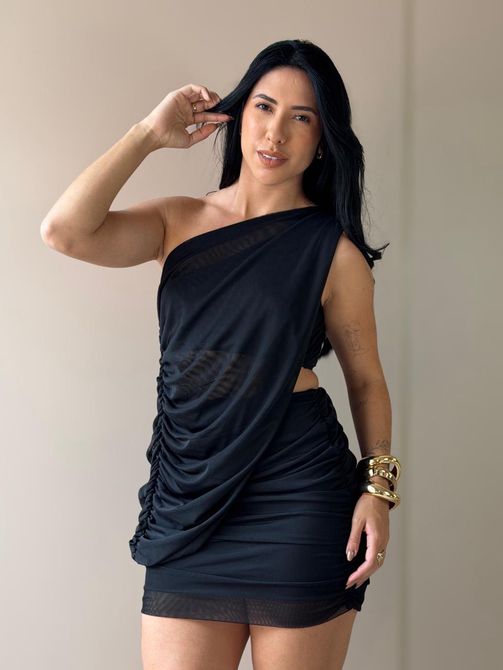 Conjunto Valesca em Tule PRETO - LOJA TUTTI FRUTTI