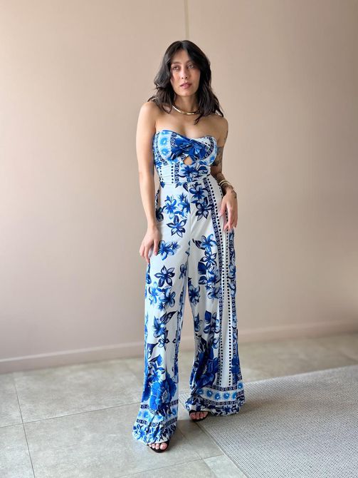 Macacão Longo Beatriz Decote Sem Alças ESTAMPADO B... - LOJA TUTTI FRUTTI