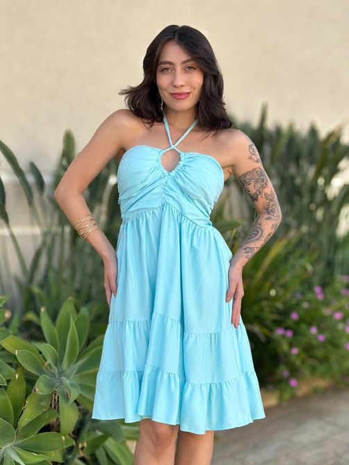 Vestido Curto Mari AZUL BEBE - LOJA TUTTI FRUTTI