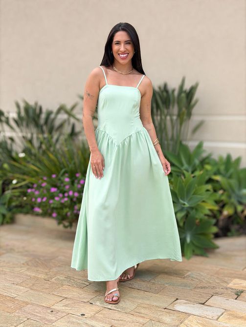Vestido Midi Moana VERDE CLARO - LOJA TUTTI FRUTTI