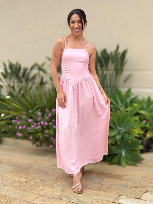 Vestido Midi Moana ROSA CLARO - LOJA TUTTI FRUTTI