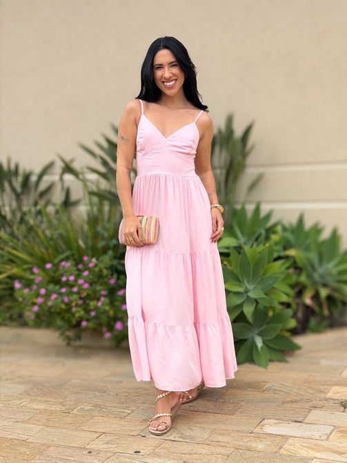 Vestido Midi Gabriela ROSA BEBE - LOJA TUTTI FRUTTI