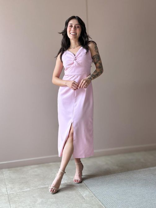 Vestido Midi Poliana em Alfaiataria ROSA BEBE - LOJA TUTTI FRUTTI