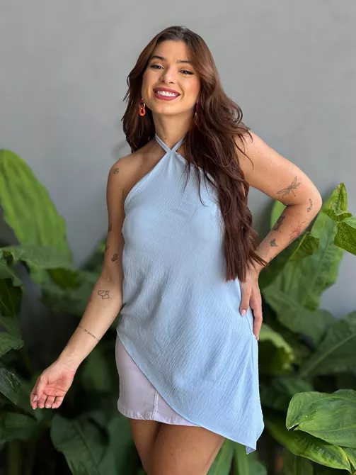 Blusa Lara Assimétrica AZUL BEBE - LOJA TUTTI FRUTTI