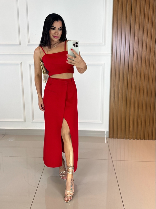 Conjunto Alfaiataria Raquel Vermelho - Loja La Mina 