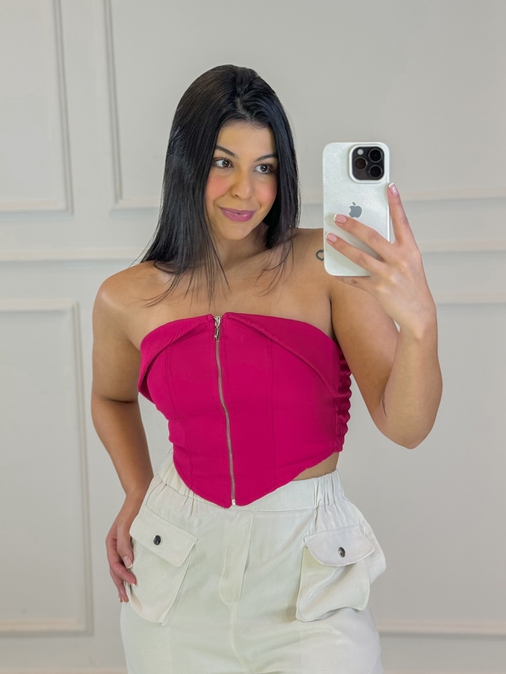 Blusa Zíper Úrsula Pink - Loja La Mina 