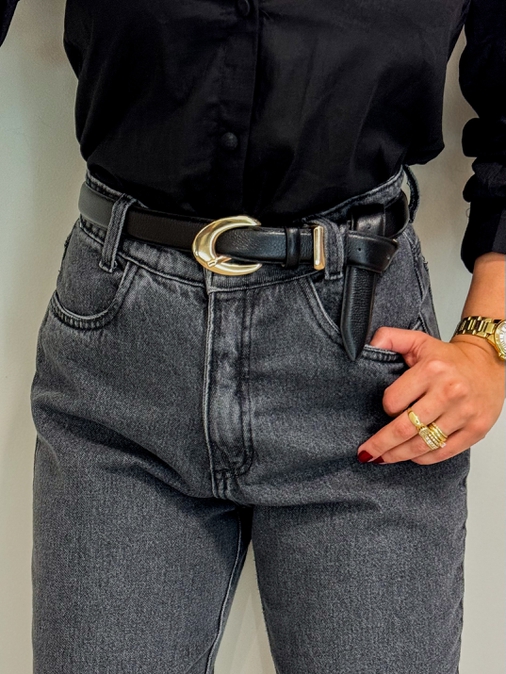 Cinto Couro Basic Preto - Loja La Mina 