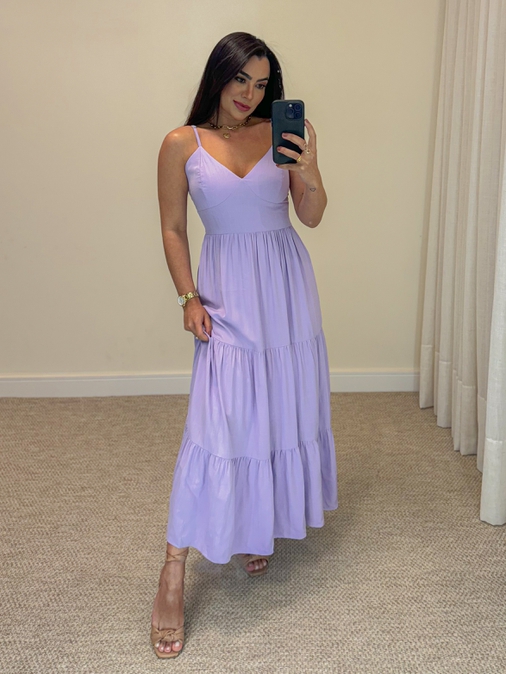 Vestido Midi Atenas Lilás - Loja La Mina 