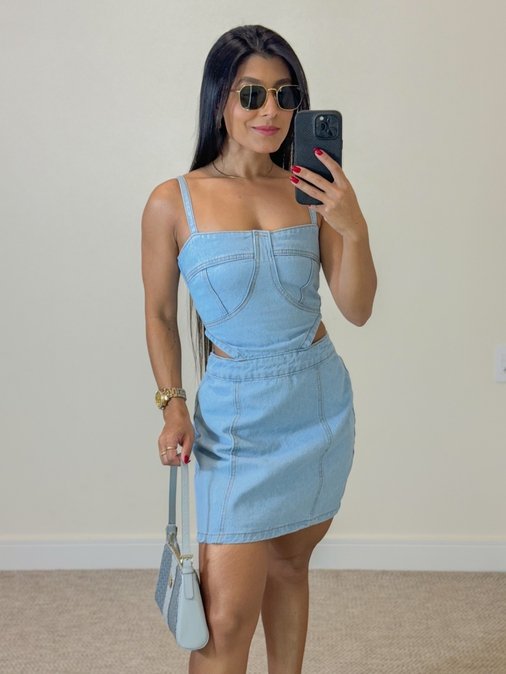 Vestido Jeans Claro Zoe - Loja La Mina 