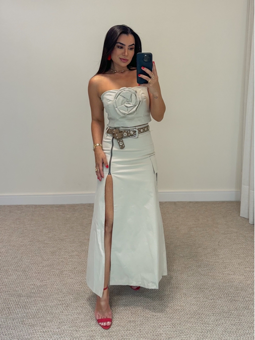 Conjunto Saia Marina Areia - Loja La Mina 