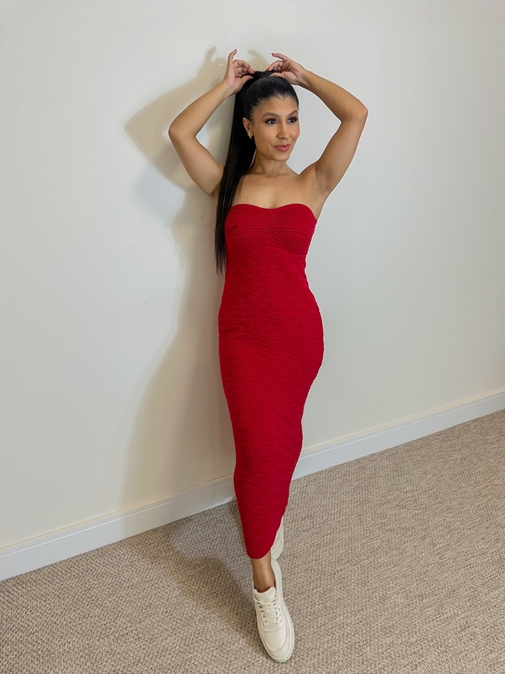 Vestido Tomara Que Caia Poliana Vermelho - Loja La Mina 