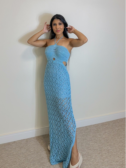 Vestido Tricot Sereia Azul - Loja La Mina 