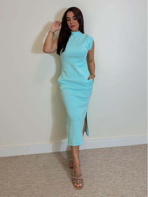 Vestido Canelado Muscle Tee Turquesa - Loja La Mina 