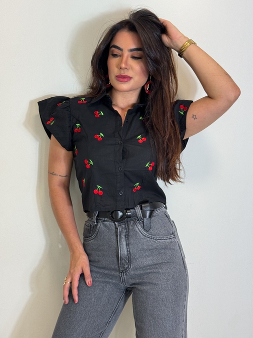 Camisa Cereja Preto - Loja La Mina 