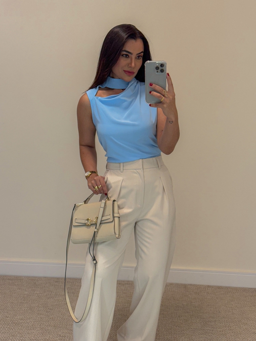 Blusa Eliana Azul Bebê - Loja La Mina 