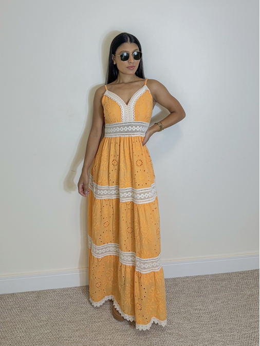 Vestido Longo Laise Acapulco Laranja - Loja La Mina 