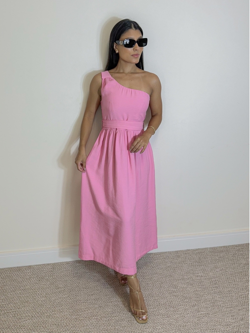 Vestido Midi Ariela Rosa - Loja La Mina 