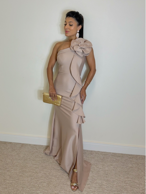 Vestido Festa Flor Nude - Loja La Mina 