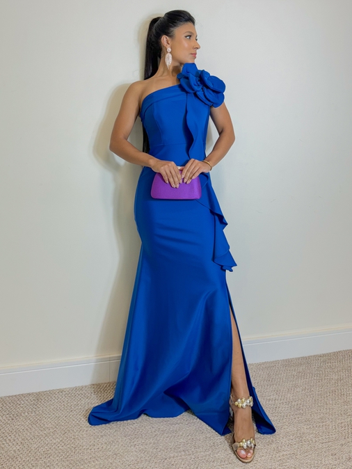 Vestido Festa Flor Azul - Loja La Mina 