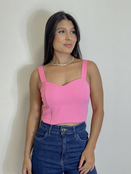 Cropped Alça Daniele Rosa - Loja La Mina 