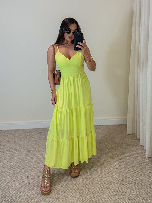 Vestido Midi Atenas Lima - Loja La Mina 