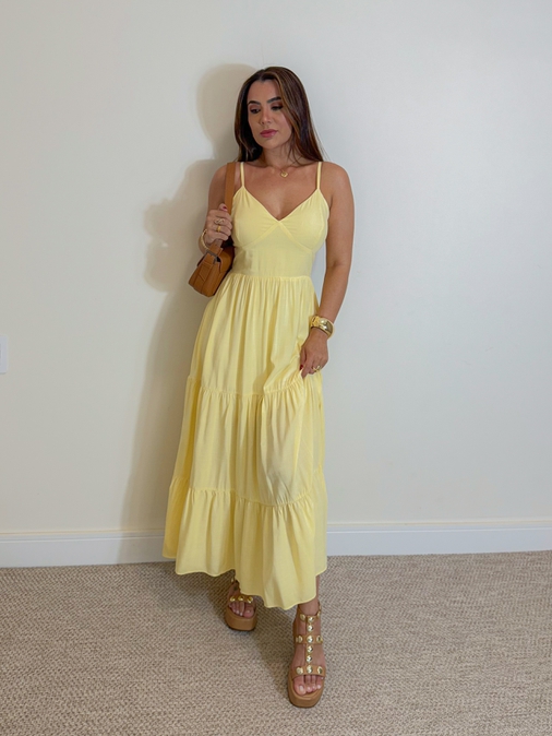 Vestido Midi Atenas Amarelo - Loja La Mina 