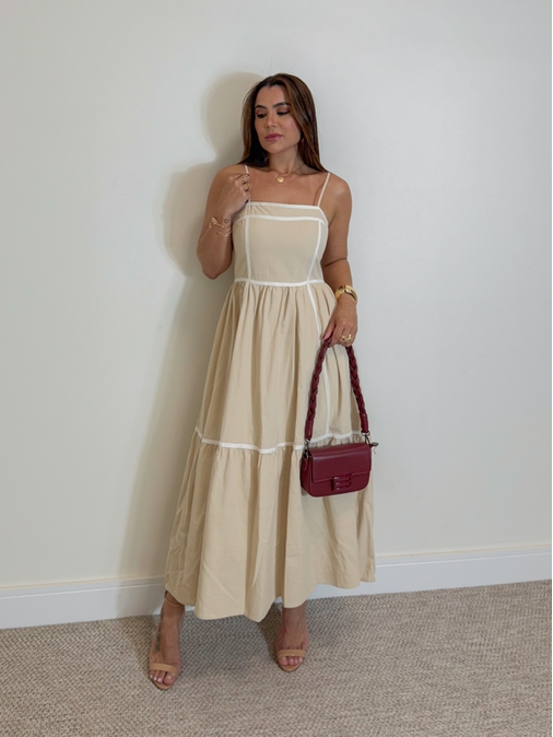Vestido Midi Mariana Areia - Loja La Mina 