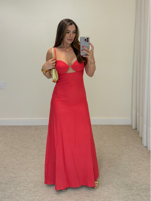 Vestido Longo Iara Vermelho - Loja La Mina 