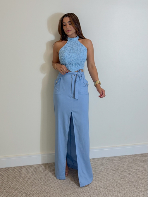 Conjunto Saia Mayra Azul - Loja La Mina 