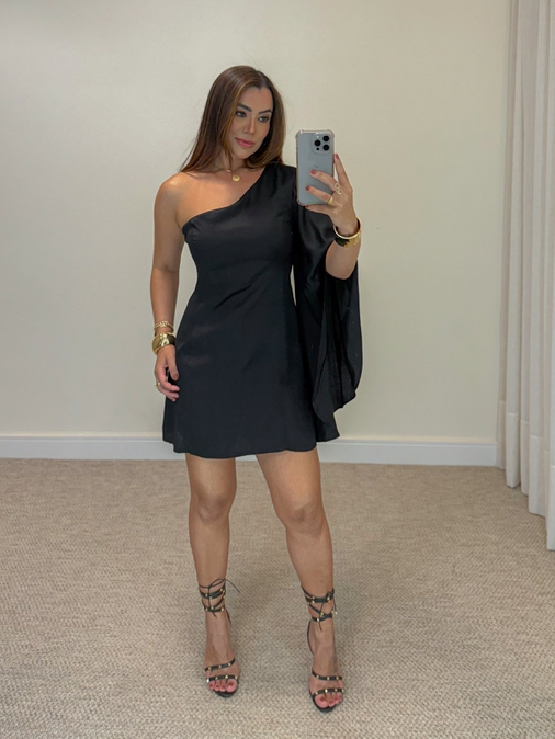 Vestido Manga Monique Preto - Loja La Mina 