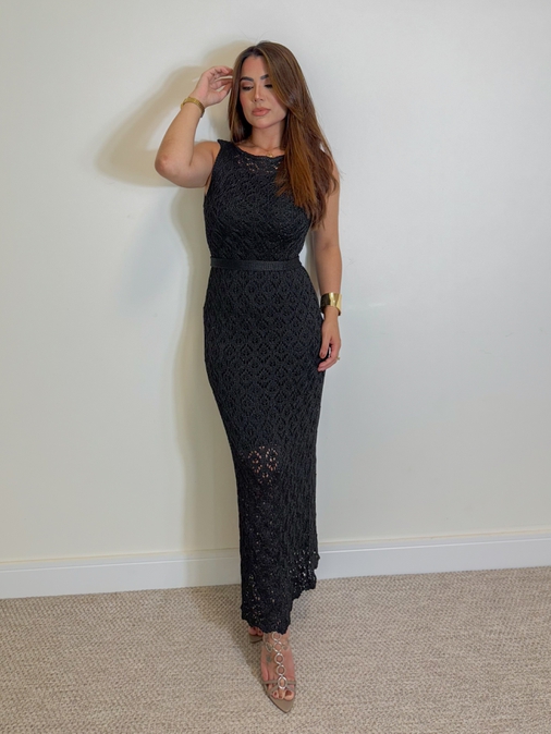 Vestido Tricot Brilho Let Preto - Loja La Mina 