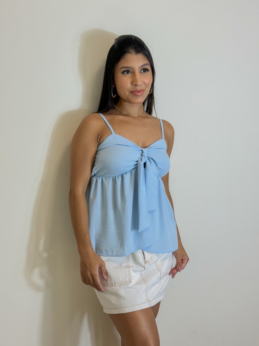 Blusa Laço Ludmila Azul - Loja La Mina 