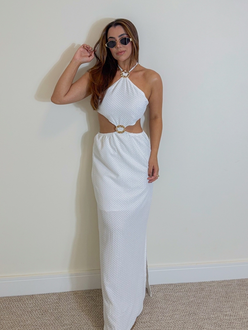 Vestido Midi Las Vegas Branco - Loja La Mina 