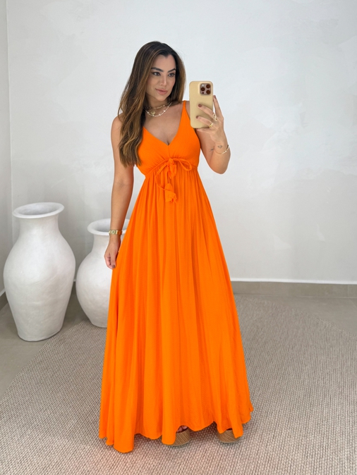 Vestido Liso Ibiza Laranja - Loja La Mina 