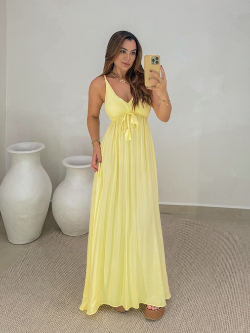 Vestido Liso Ibiza Amarelo - Loja La Mina 