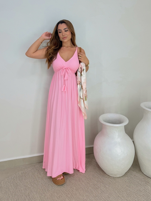 Vestido Liso Ibiza Rosa - Loja La Mina 