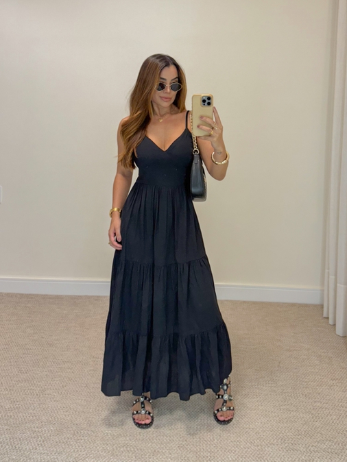 Vestido Midi Atenas Preto - Loja La Mina 